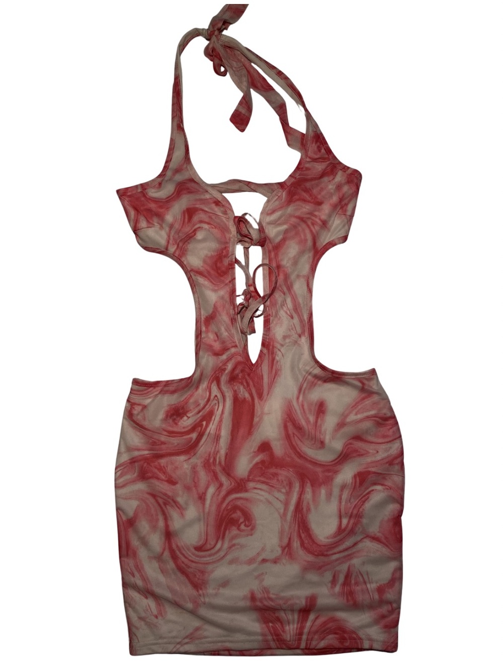 Mini Dress with Pink Marble Print